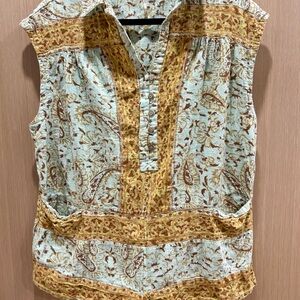 Free People Brown and Cream Patterned Sleeveless Jumpsuit